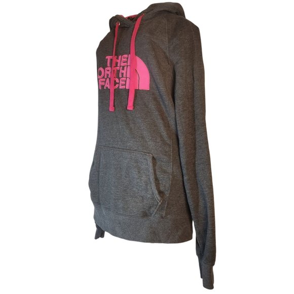 The North Face Women's Hoodie Charcoal Gray Pink Letters Size Medium - Picture 3 of 10